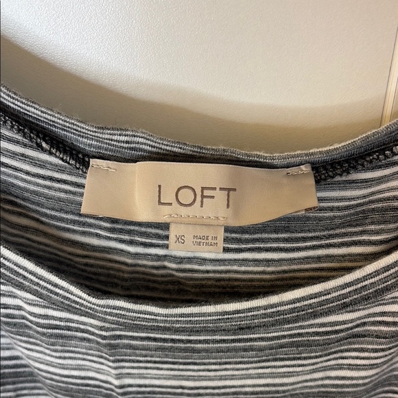 LOFT Gray and White Tie Front Sheath Dress - Picture 3 of 4